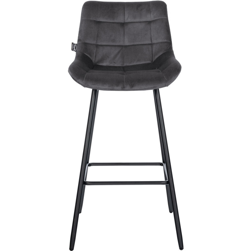 Tabouret de bar moderne chic en Velours Gris foncé Métal Noir Cerian - 2