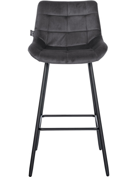 Tabouret de bar moderne chic en Velours Gris foncé Métal Noir Cerian - 2
