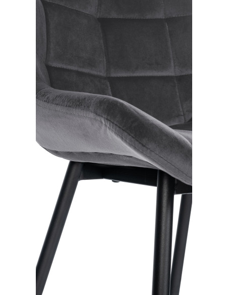 Tabouret de bar moderne chic en Velours Gris foncé Métal Noir Cerian - 7