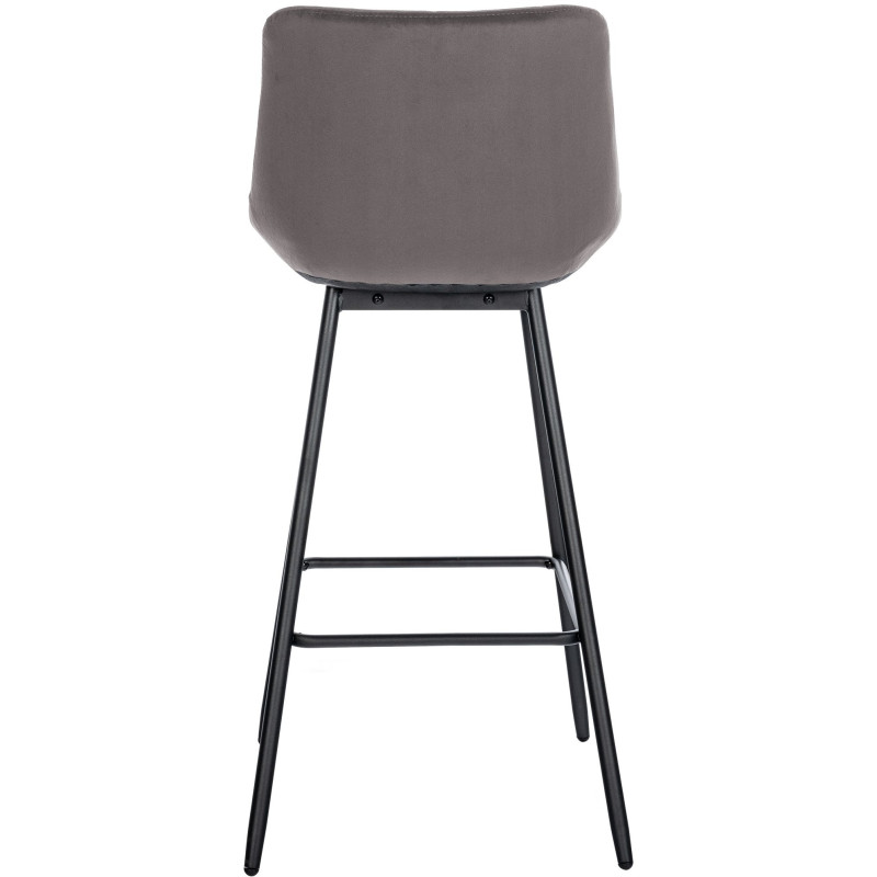 Tabouret de bar moderne chic en Velours Gris Métal Noir Cerian - 3