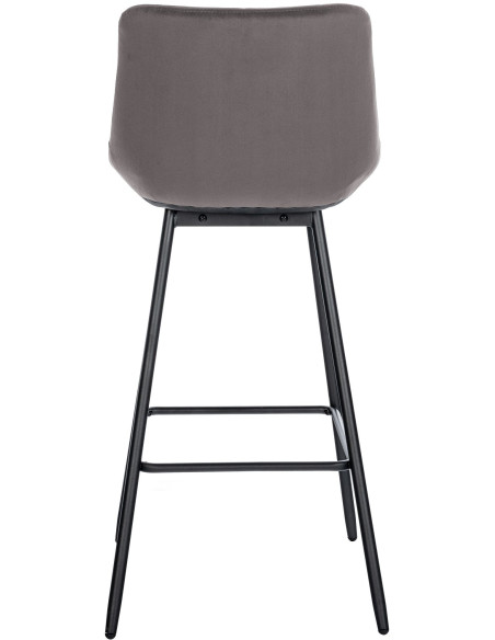 Tabouret de bar moderne chic en Velours Gris Métal Noir Cerian - 3