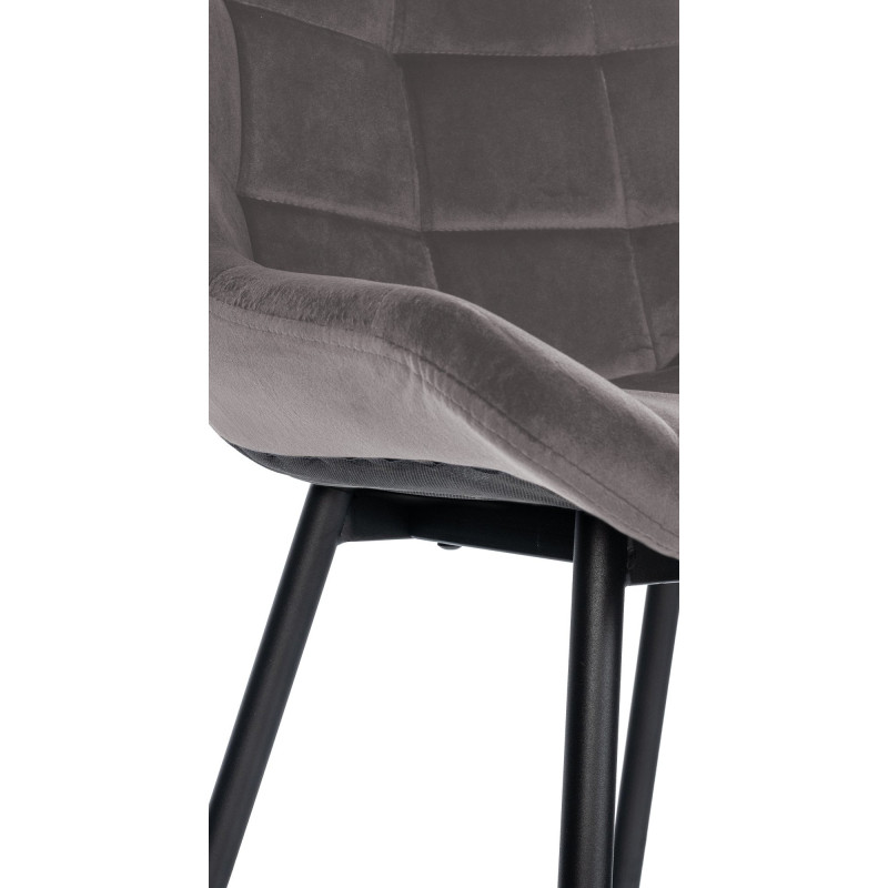 Tabouret de bar moderne chic en Velours Gris Métal Noir Cerian - 5