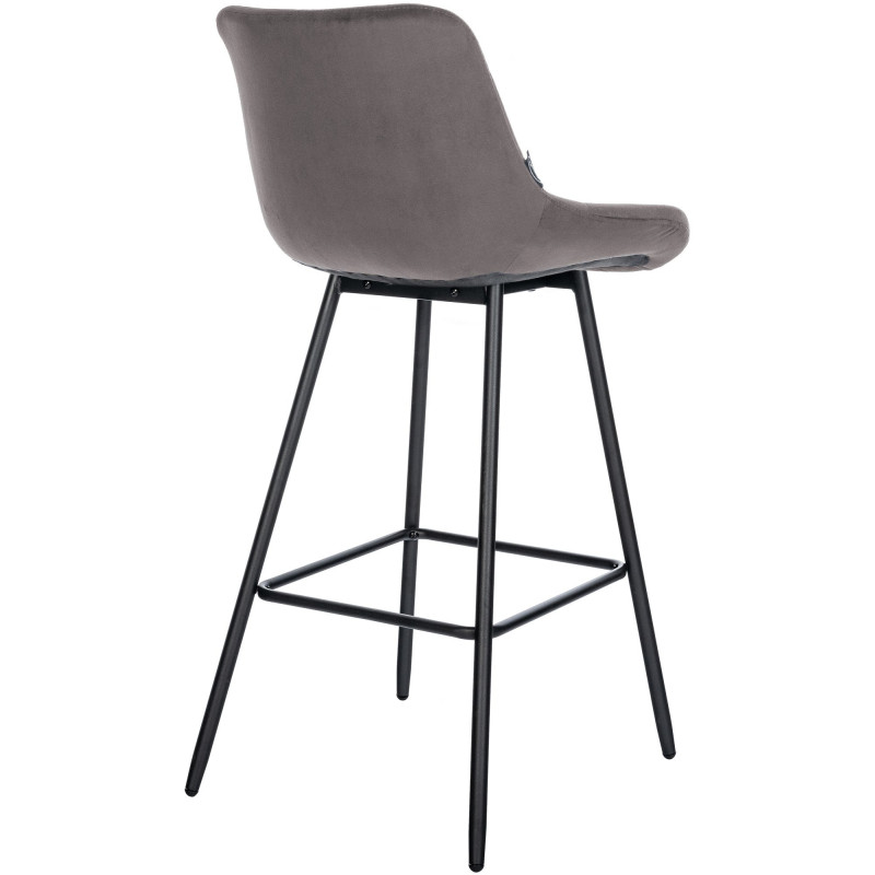 Tabouret de bar moderne chic en Velours Gris Métal Noir Cerian - 6