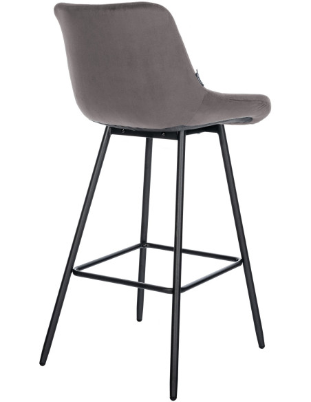 Tabouret de bar moderne chic en Velours Gris Métal Noir Cerian - 6