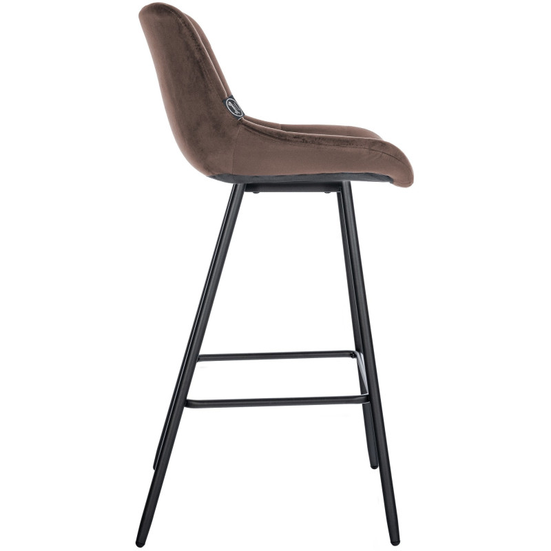 Tabouret de bar moderne chic en Velours Marron Métal Noir Cerian - 3