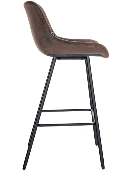 Tabouret de bar moderne chic en Velours Marron Métal Noir Cerian - 3