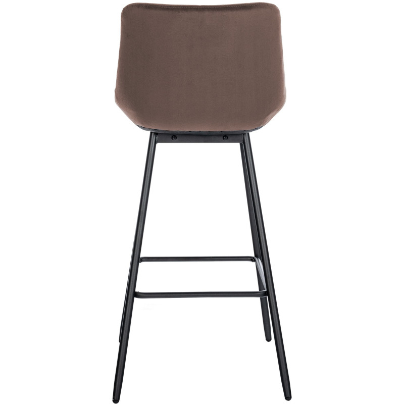 Tabouret de bar moderne chic en Velours Marron Métal Noir Cerian - 4