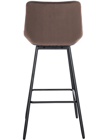Tabouret de bar moderne chic en Velours Marron Métal Noir Cerian - 4