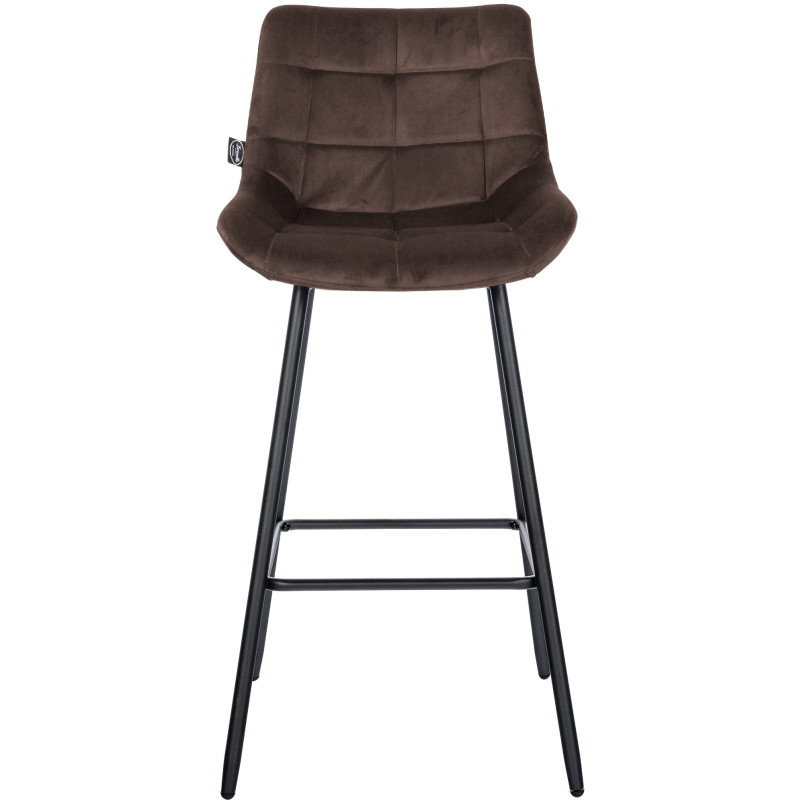 Tabouret de bar moderne chic en Velours Marron Métal Noir Cerian - 2