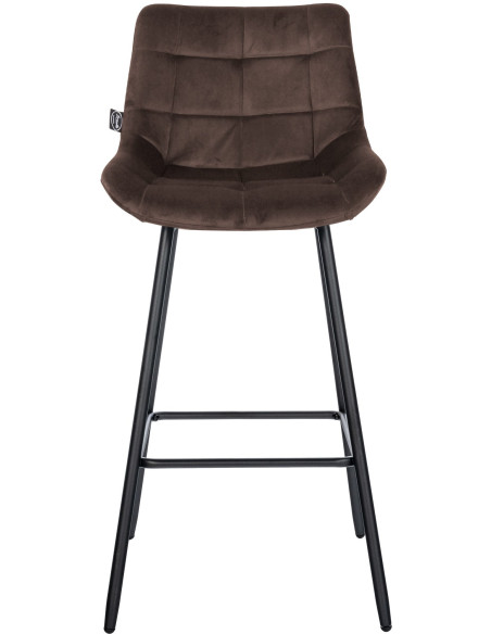 Tabouret de bar moderne chic en Velours Marron Métal Noir Cerian - 2