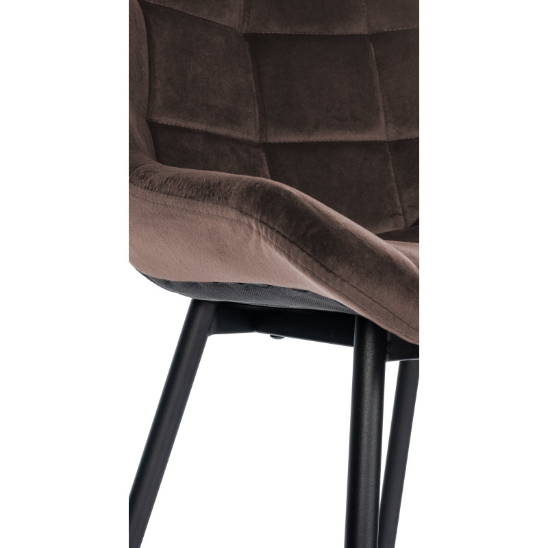 Tabouret de bar moderne chic en Velours Marron Métal Noir Cerian - 6