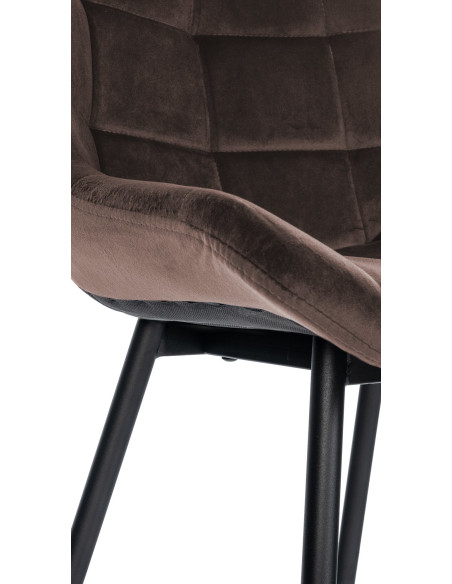 Tabouret de bar moderne chic en Velours Marron Métal Noir Cerian - 6
