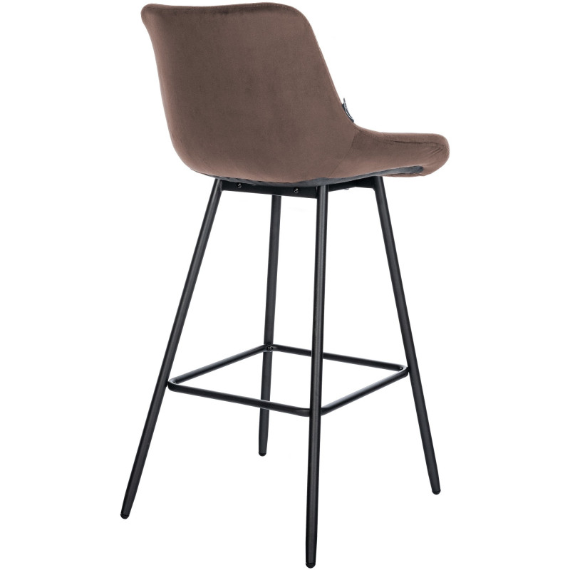 Tabouret de bar moderne chic en Velours Marron Métal Noir Cerian - 5