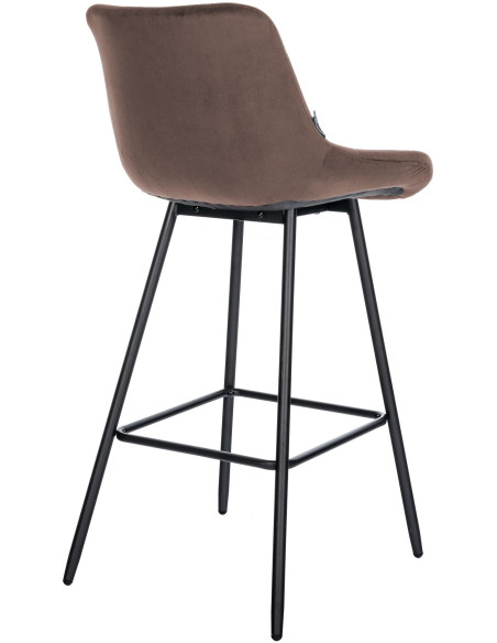 Tabouret de bar moderne chic en Velours Marron Métal Noir Cerian - 5