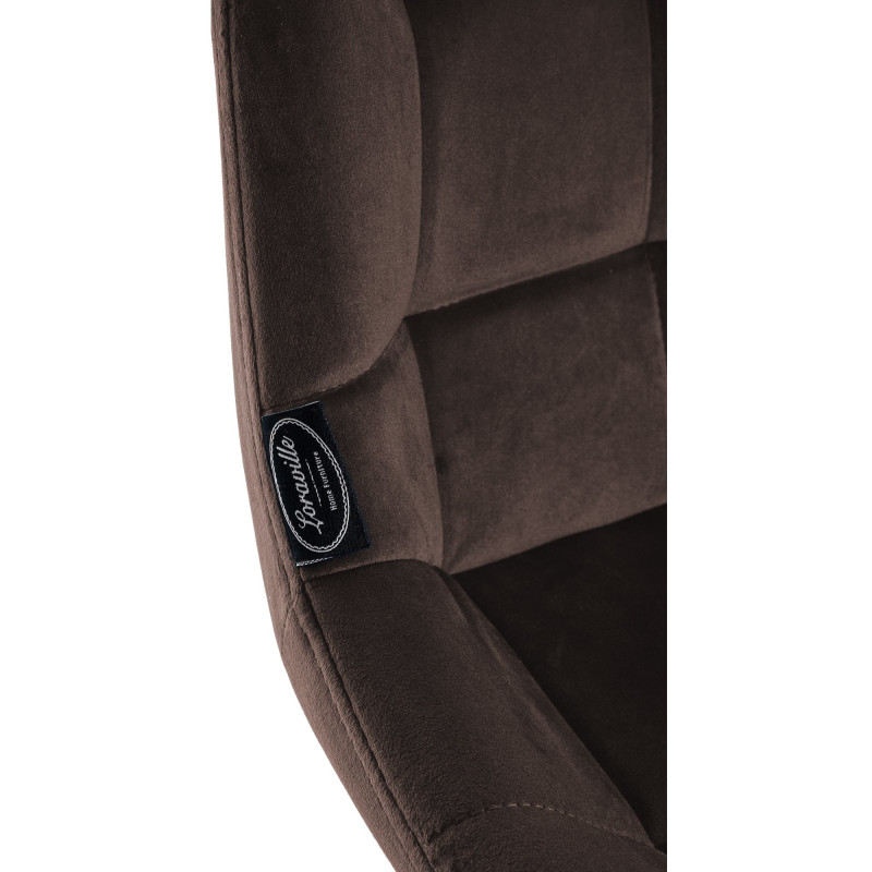 Tabouret de bar moderne chic en Velours Marron Métal Noir Cerian - 7