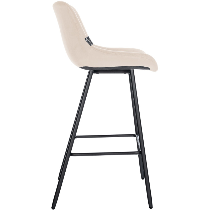 Tabouret de bar moderne chic en Velours Blanc crème Métal Noir Cerian - 3