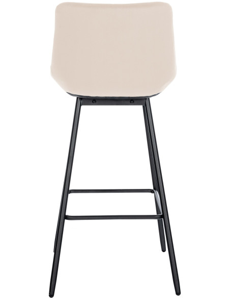 Tabouret de bar moderne chic en Velours Blanc crème Métal Noir Cerian - 4
