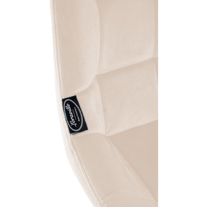 Tabouret de bar moderne chic en Velours Blanc crème Métal Noir Cerian - 7