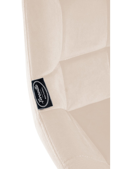 Tabouret de bar moderne chic en Velours Blanc crème Métal Noir Cerian - 7