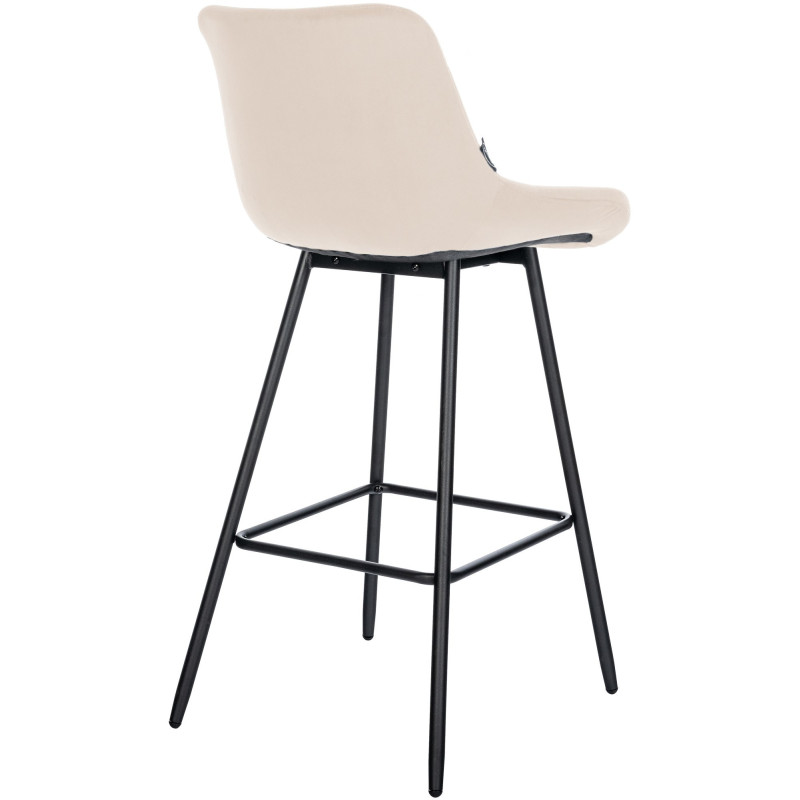 Tabouret de bar moderne chic en Velours Blanc crème Métal Noir Cerian - 5