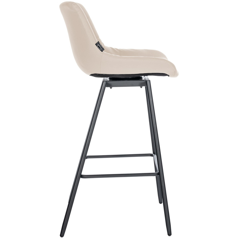 Tabouret de bar pivotant moderne en Polyuréthane Blanc crème Métal Noir Cerian - 4