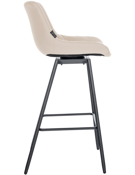Tabouret de bar pivotant moderne en Polyuréthane Blanc crème Métal Noir Cerian - 4