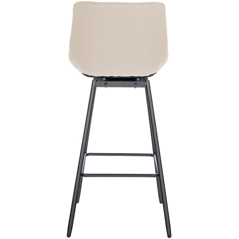 Tabouret de bar pivotant moderne en Polyuréthane Blanc crème Métal Noir Cerian - 3