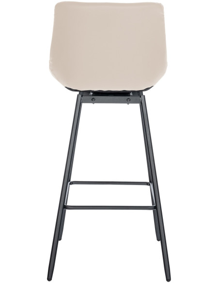 Tabouret de bar pivotant moderne en Polyuréthane Blanc crème Métal Noir Cerian - 3