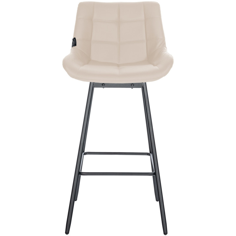 Tabouret de bar pivotant moderne en Polyuréthane Blanc crème Métal Noir Cerian - 2