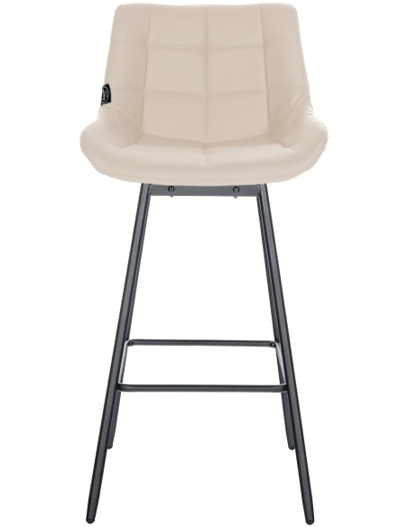 Tabouret de bar pivotant moderne en Polyuréthane Blanc crème Métal Noir Cerian - 2