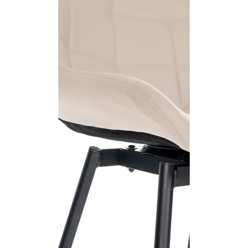 Tabouret de bar pivotant moderne en Polyuréthane Blanc crème Métal Noir Cerian - 7