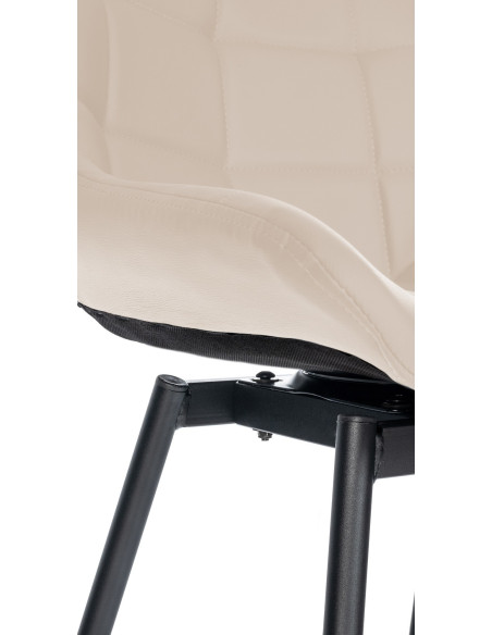Tabouret de bar pivotant moderne en Polyuréthane Blanc crème Métal Noir Cerian - 7