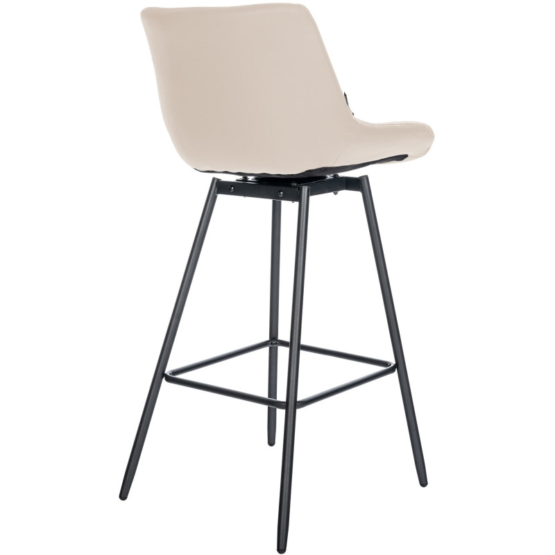 Tabouret de bar pivotant moderne en Polyuréthane Blanc crème Métal Noir Cerian - 5