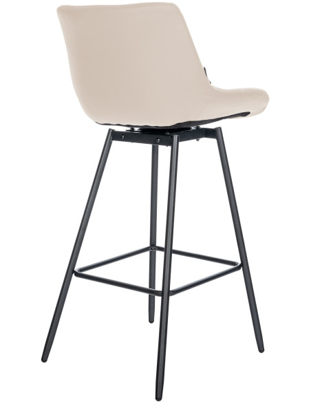 Tabouret de bar pivotant moderne en Polyuréthane Blanc crème Métal Noir Cerian - 5
