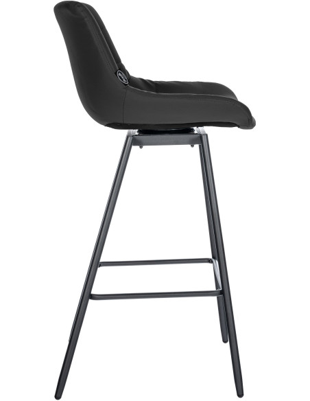 Tabouret de bar pivotant moderne en Polyuréthane Noir Métal Noir Cerian - 3