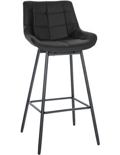 Tabouret de bar pivotant moderne en Polyuréthane Noir Métal Noir Cerian - 1