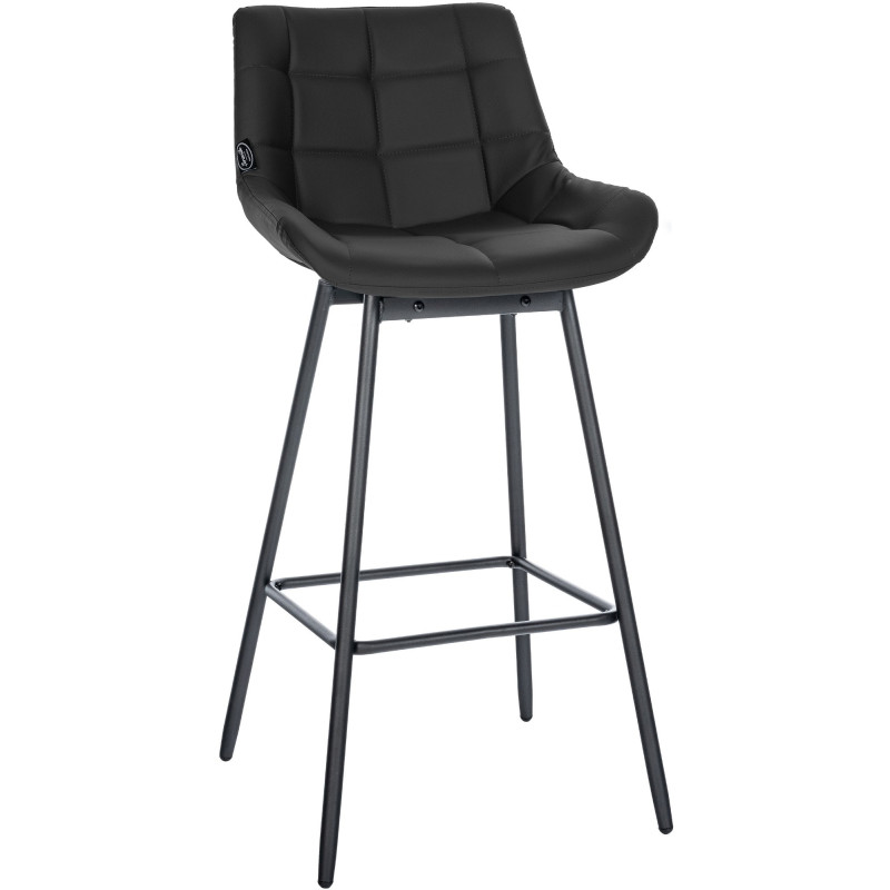 Tabouret de bar pivotant moderne en Polyuréthane Noir Métal Noir Cerian - 1