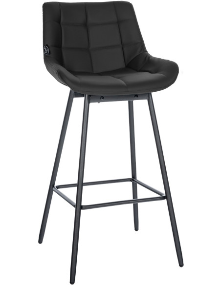 Tabouret de bar pivotant moderne en Polyuréthane Noir Métal Noir Cerian - 1