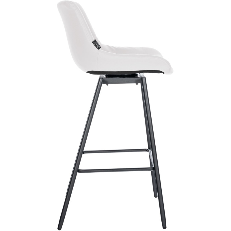 Tabouret de bar pivotant moderne en Polyuréthane Blanc Métal Noir Cerian - 4
