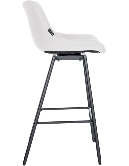Tabouret de bar pivotant moderne en Polyuréthane Blanc Métal Noir Cerian - 4