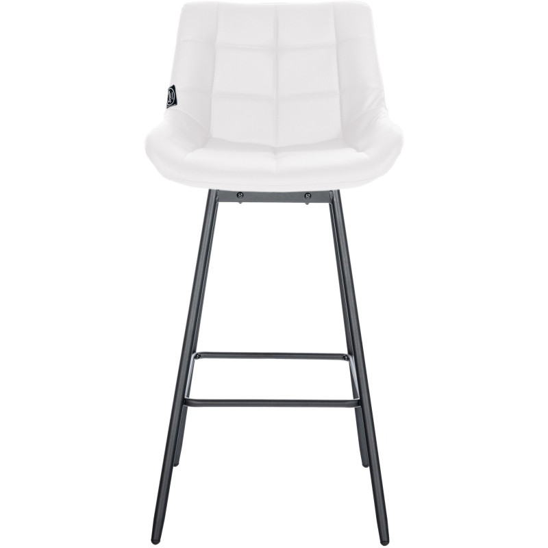Tabouret de bar pivotant moderne en Polyuréthane Blanc Métal Noir Cerian - 2