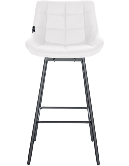 Tabouret de bar pivotant moderne en Polyuréthane Blanc Métal Noir Cerian - 2