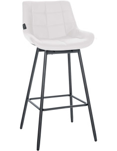 Tabouret de bar pivotant moderne en Polyuréthane Blanc Métal Noir Cerian - 1