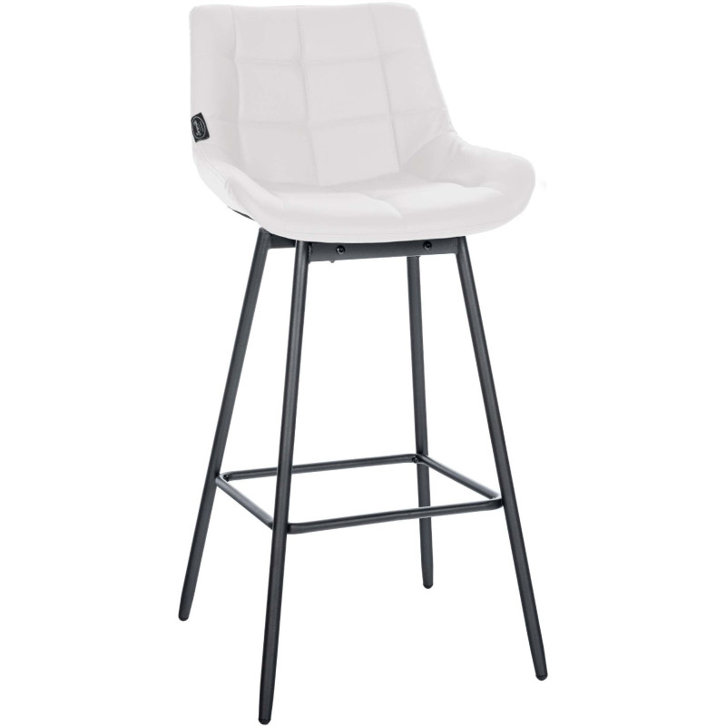 Tabouret de bar pivotant moderne en Polyuréthane Blanc Métal Noir Cerian - 1