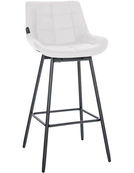 Tabouret de bar pivotant moderne en Polyuréthane Blanc Métal Noir Cerian - 1