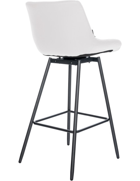 Tabouret de bar pivotant moderne en Polyuréthane Blanc Métal Noir Cerian - 3