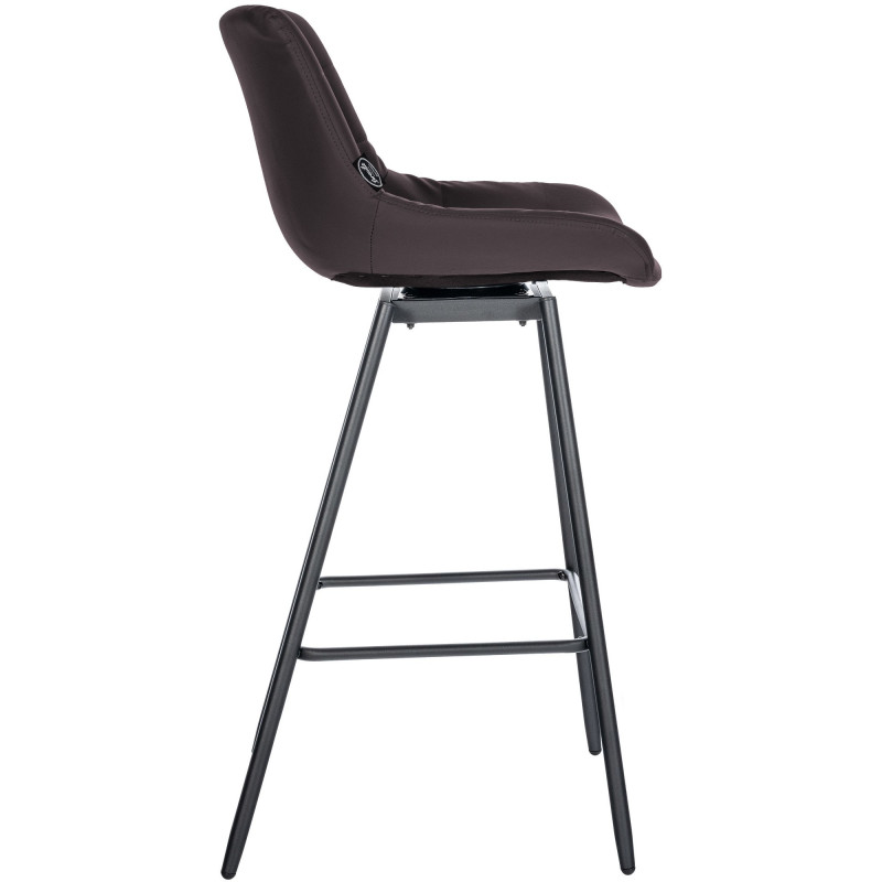 Tabouret de bar pivotant moderne en Polyuréthane Marron Métal Noir Cerian - 3