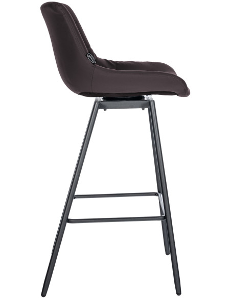 Tabouret de bar pivotant moderne en Polyuréthane Marron Métal Noir Cerian - 3