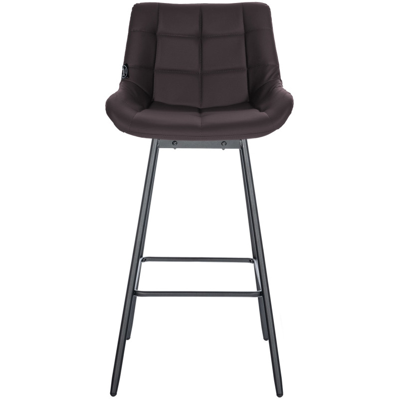 Tabouret de bar pivotant moderne en Polyuréthane Marron Métal Noir Cerian - 2