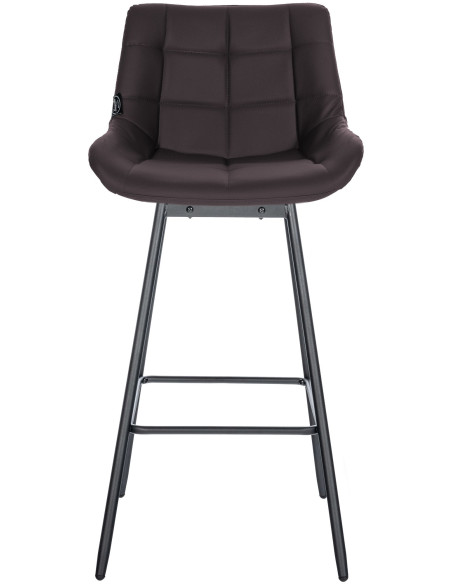 Tabouret de bar pivotant moderne en Polyuréthane Marron Métal Noir Cerian - 2